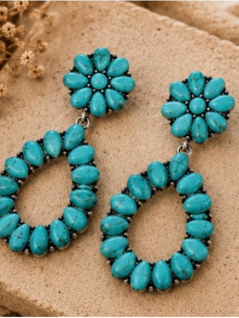Turquoise Teardrop Dangle Earrings - Women Jewelry